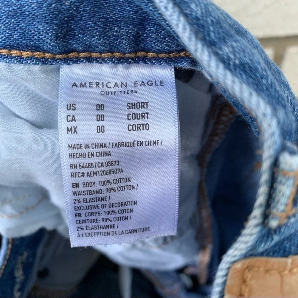 American Eagle 90s Boyfriend Distressed Ripped Destroyed Jeans Blue 00 Short - Picture 8 of 16